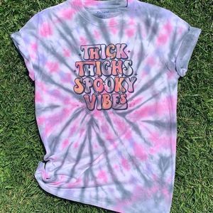 Halloween Vibes Shirt Womens Size Small Tie Dye Thick Thighs